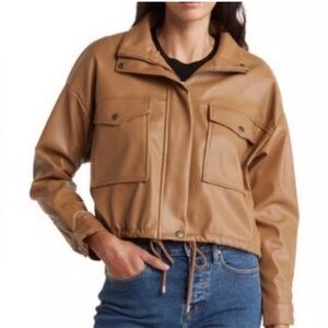 Tahari Women's Bomber Jacket in Iced Latte Size Small